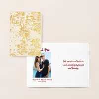 Japanese Cherry Blossoms in Gold Thank You Add Pic Foil Card