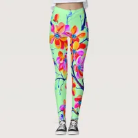 Magnificent Watercolor  Sakura Cheryy Flowers Leggings