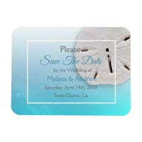 Aqua Blue Sand Dollar Wedding Save the Date Magnet