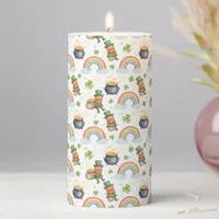 Rainbows Shamrocks Leprechauns St Patrick's Day  Pillar Candle