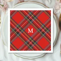 Tartan Plaid Red Christmas Monogram Napkins