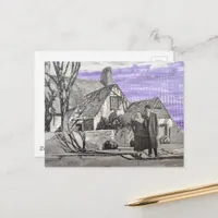 Vintage Couple New House Collage Postcard