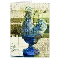 Vintage Blue Rooster Postcard Collage All Occasion