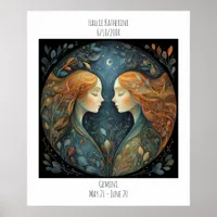 Gemini Zodiac Astrology Name & Birthday Poster