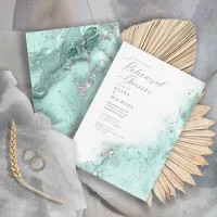 Marble Glitter Rehearsal Teal Silver ID644 Invitation