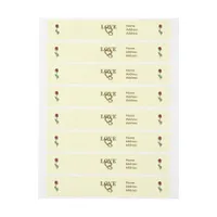 Romantic Interlocking Hearts & Red Rose Wrap Around Address Label