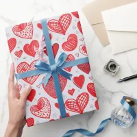 Red Heart Sketches Wrapping Paper