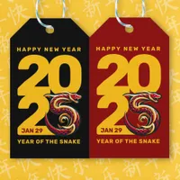 Red Gold Year of the Snake 2025 Gift Tags