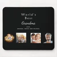 Grandmother Best Grandma black photo collage Mouse Pad