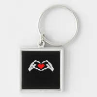 Skeleton Heart And Hands Meme Keychain