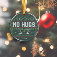 Funny Introvert No Hugs Ugly Christmas Sweater Ceramic Ornament