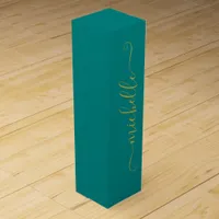 Teal and Gold Elegant Typography Wine Box