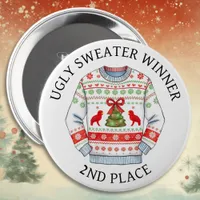 2nd Place Ugly Sweater Winner | Funny Christmas  Button