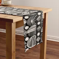 Caribbean Tribal Mudcloth: Black, White, Short Table Runner