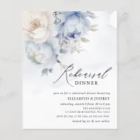 Budget Blue Floral Rehearsal Dinner Invitations