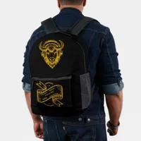 Unique Design of a Bison Wearing Headphones Printed Backpack