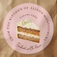 Watercolor Pink Carrot Cake Slice Home Baking Classic Round Sticker