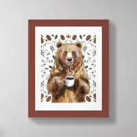 Bear With Coffee Framed Art