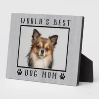 World's Best Dog Mom Paw Prints Pet Photo Rustic Plaque