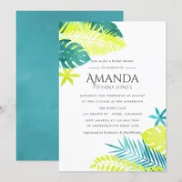 Teal and Lemon Tropical Bridal Shower Invitation
