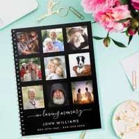 Guest book photo collage black memorial funeral