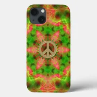 Fluro Hexagon Gold Peace Sign iPad Case