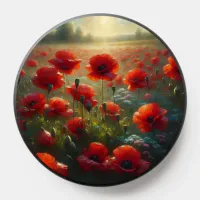 Pretty Red Poppy Field on a Summer Day PopSocket