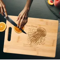 Customized Jellyfish Galley Wisdom Etched Bamboo Engraved Cutting Board