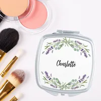 Lavender florals eucalyptus compact mirror