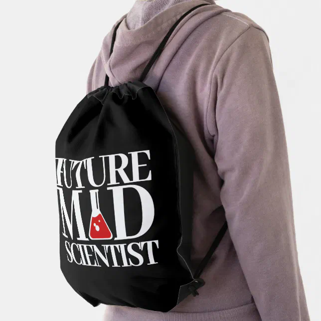 Funny Future Mad Scientist Drawstring Bag