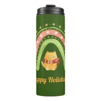 Christmas Cat And Rainbow Personalized Tumbler