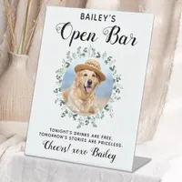 Pet Wedding Dog Open Bar Cocktail Drinks Pedestal Sign