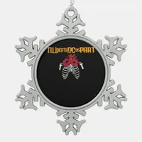Till Death Do Us Part Skeleton With Red Flowers Cl Snowflake Pewter Christmas Ornament