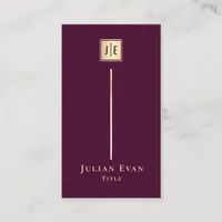 Burgundy Wine & Gold Elegant Luxe Monogram Business Card