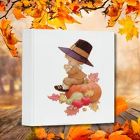 Vintage Pilgrim Boy Praying on Pumpkin Binder