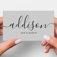 Modern Girly Soft Gray Minimalist Calligraphy Business Card