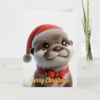 The Cute Christmas Otter  Foil Greeting Card