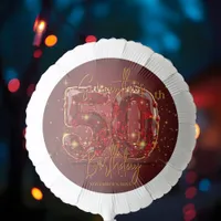 Elegant Ruby and Gold Gemstone 50th Birthday Balloon