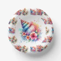 Pink, Blue and Gold Coastal Seahorse Beachy Paper Bowls