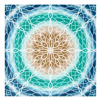 Round Ocean Waves Mandala Teal and Turquoise   Tri Acrylic Print