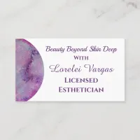 Elegant Pink Purple Watercolor Esthetician & QR Business Card