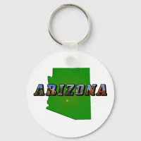 Arizona Map and Picture Text Keychain