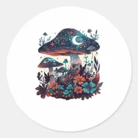 Cottagecore And Aesthetic Goblincore Mushroom Fair Classic Round Sticker