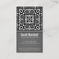 Black+White Floral Tiles w/ Logo Business Card