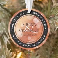 Chic 8th 32nd Bronze Wedding Anniversary Acrylic Ornament