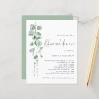 Budget Eucalyptus Script Rehearsal Dinner Invite