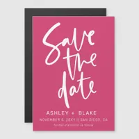 Fuchsia Handwritten Modern Save the Date Magnetic Invitation