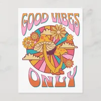 Retro Good Vibes Only Mushroom Postcard