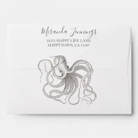 Vintage Nautical Engraved Octopus Envelope