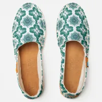 Stylish Cool Boho Teal Green Abstract Patterned Espadrilles